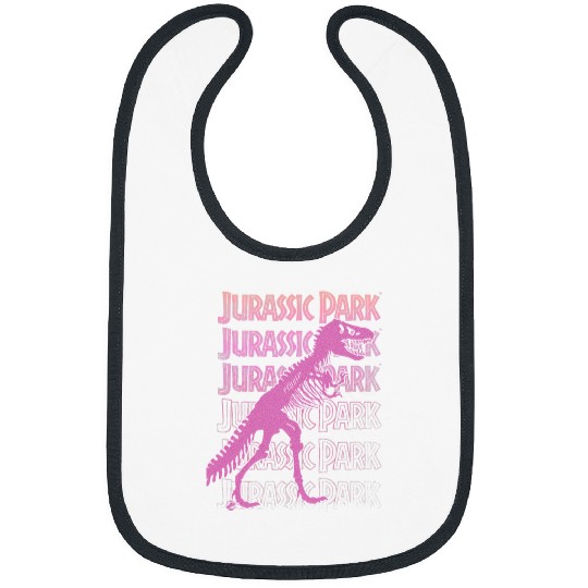 Dinosaur Pet Jurassic Park TRex Large Skeletons Silhouette Pink Gradient Bibs