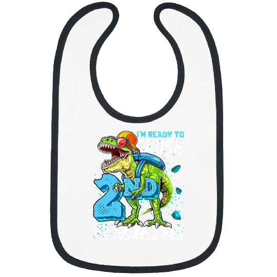 Dinosaur Pet Ready To Crush 2nd Grade Dinosaur Back to School Boys Bibs