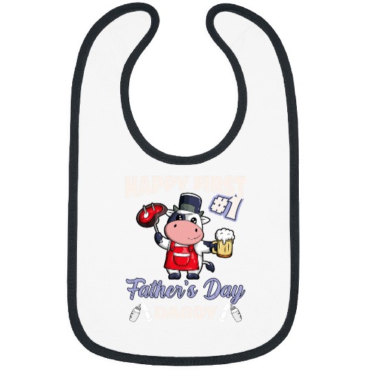 Cow Pet Happy First Fathers Day Daddy Bbq Beer Bibs