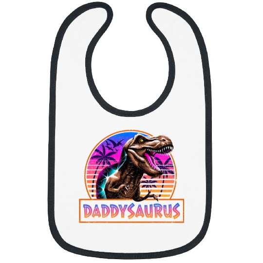 Dinosaur Pet Retro 80s Color Daddysaurus T rexs Dinosaur Family Matching Bibs