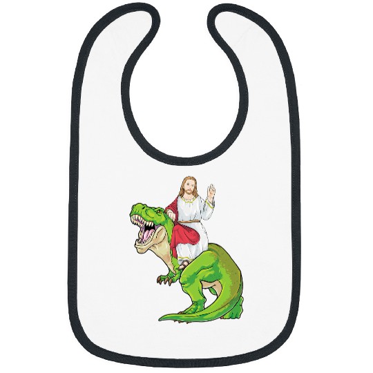 Dinosaur Pet Jesus Riding Dinosaur T rexs Jesus Christ Cute Christian 1 Bibs