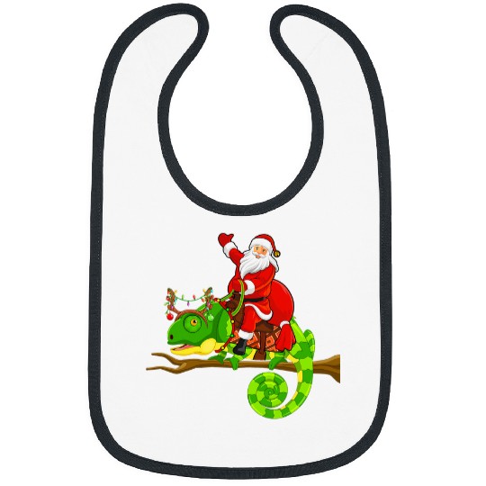Chameleon Pet xmass Family Matching Funny Santa Riding Chameleon Christmas Bibs