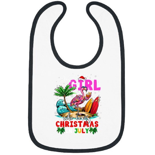 Flamingo Pet Just A Girl Who Loves Christmas In July Flamingo Beach Bibs