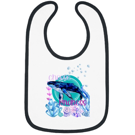 Whale Pet Lover Choose Kindness Inspirational Watercolor Bibs