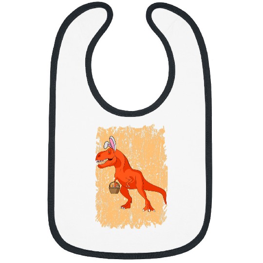 Dinosaur Pet Happy Easter Dino Lover Trex With Bunny Ears And Gift Basket Bibs