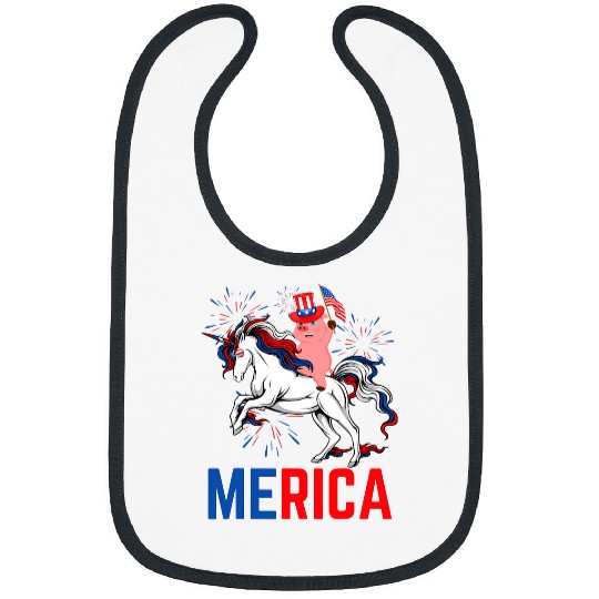 Unicorn Pet Cute Merica Pig With Unicorn American Flag Happy 4th Of July Bibs