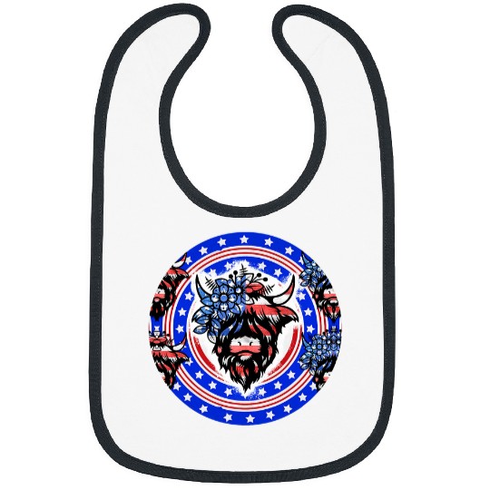 Cow Pet July 4th Holy Heifer Highland Cattle Cow s Oversized Bibs