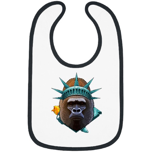 Gorilla Pet Statue Of Liberty Gorilla 4th Of July Animal USA America Bibs