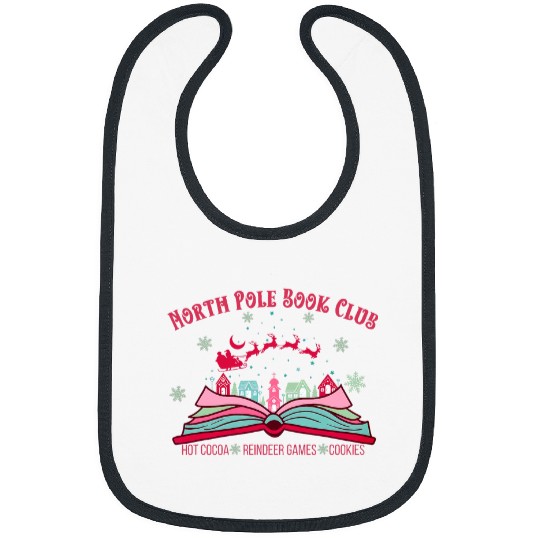Book Fun Funny Christmas North Pole Book Club Hot Cocoa Cookies Bibs