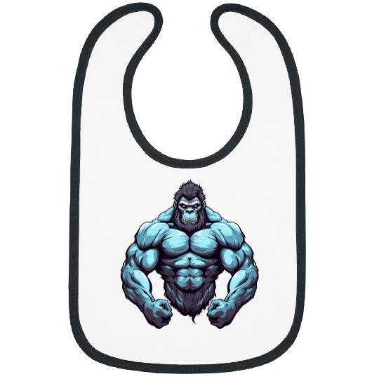 Gorilla Bodybuilder Muscular Body Gym Fitness Weightlifting Bibs