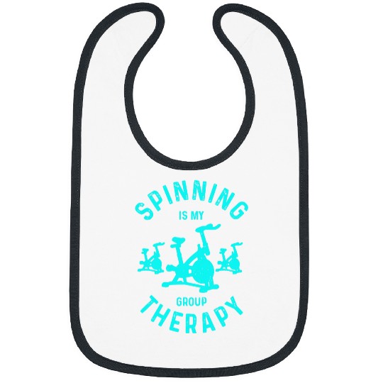 Womens Funny Spin Class SPINNING IS MY GROUP THERAPY Fitness Bibs
