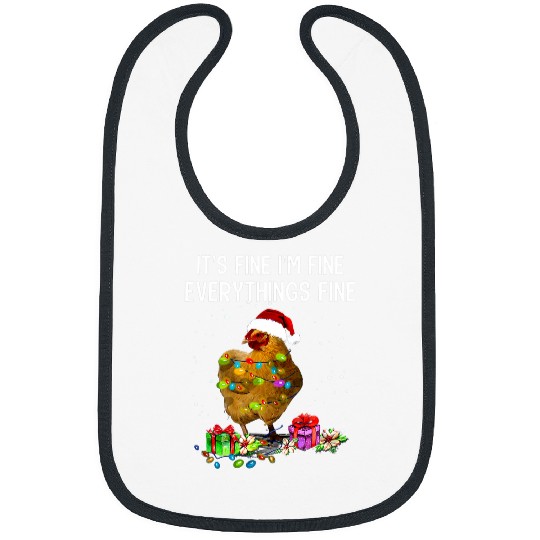 Chicken Pet Christmas Lights Im Fine Everything Is Fine Bibs
