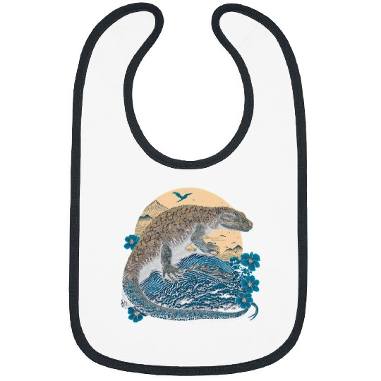 Komodo Pet Surrealism Japanese Painting Komodo Dragon 3 Bibs
