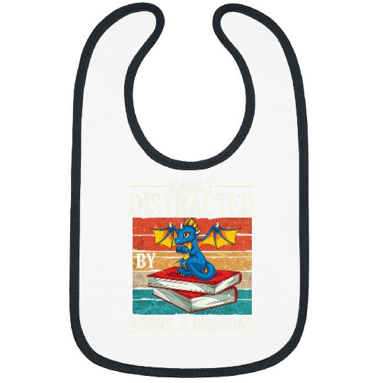 Book Fun Nerd Retro Fantasy Animal Bookworm Book Dragon Reading Bibs