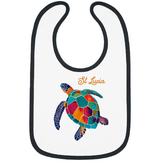 Turtle Pet St Lucia Pride Sea Turtle Surfer Scuba Diving Vintage Retro Bibs