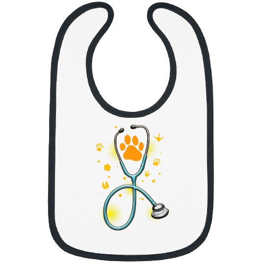 Veterinarian Job Stethoscope Paw Print Animal Doctor Pet Dog Cat Bibs
