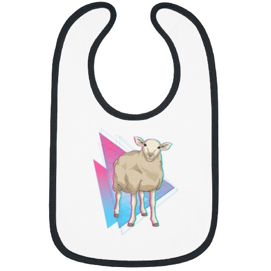 Sheep Pet Retro 80s Vaporwave Aesthetic Farm Animal Farmer Bibs