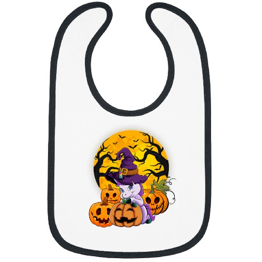 Unicorn Pet Cute Halloween Girls Women Witchy Unicorn Halloween 3 Bibs