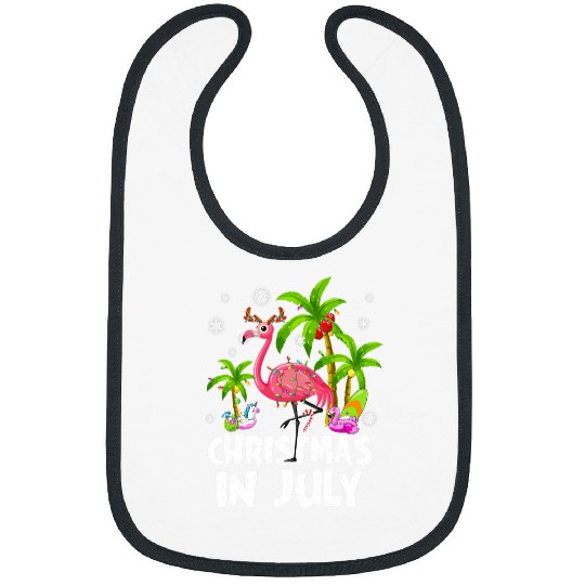 Flamingo Pet Christmas In July Flamingo Palm Tree Beach Summer Vacation Bibs