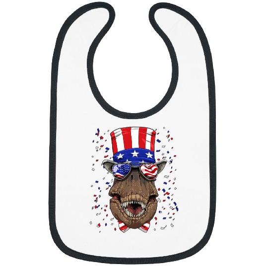 Dinosaur Pet T rexs Dinosaur 4th of July Patriotic American USA Flag Dino 201 Bibs
