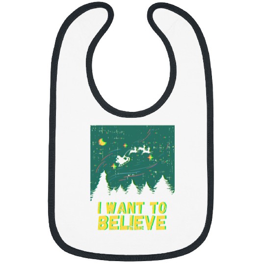 Aliens UFO I Want To Believe In Santa Alien UFO Paranormal Christmas Bibs