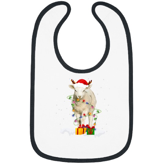 Sheep Pet Funny Santa Sheep Animal Christmas Lights Lover Christmas Bibs