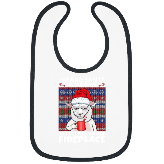 Sheep Pet Santa On The Roof Turned on Fireplace antis Christmas Bibs