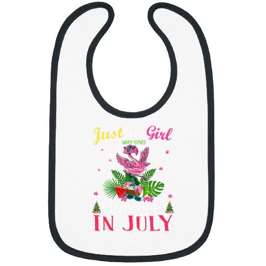 Flamingo Pet Just A Girl Who loves Christmas In July 8 Bibs