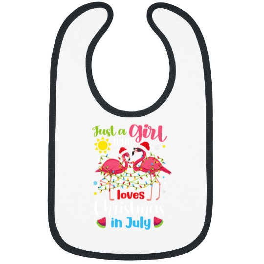 Flamingo Pet Just A Girl Who Loves Christmas In July Flamingo Summer 8 Bibs