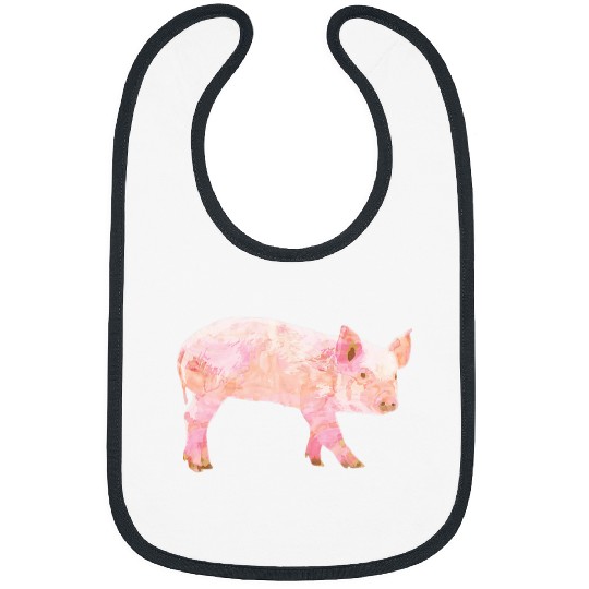 Pig Pet Farm Animal Watercolor Classic Cute Pig Piggie 1 Bibs