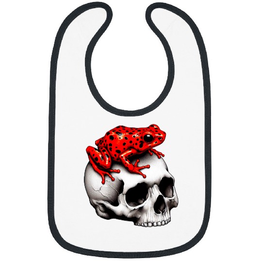Frog Pet Poison Dart Frog On Skull Amphibian Pet Lovers Art Design 01 Bibs