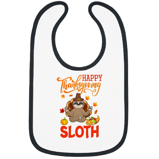Sloth Pet Happy Thanksgiving Sloth Costume Turkey Fall Leaves Lover Bibs