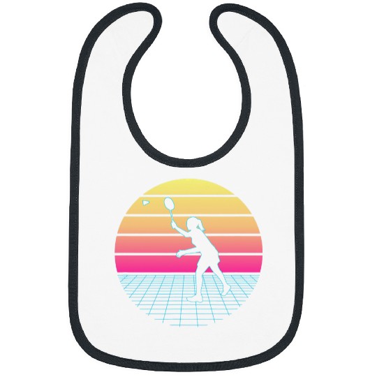 Sport Badminton Retrowave Synthwave Design For A Badminton Player Bibs
