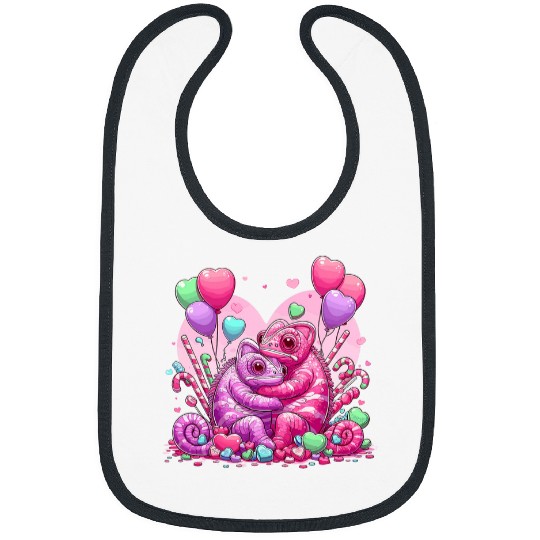Chameleon Pet Two cuddly Chameleons wrapped in a giant hug Valentines Day Bibs