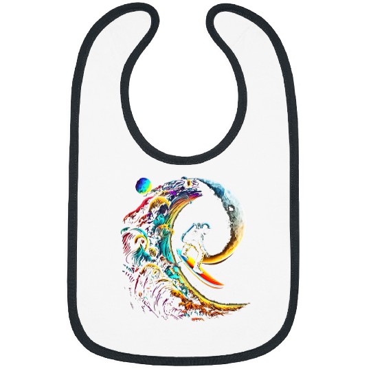 Astronaut Job surfing through space universe galaxy planets moon 3 Bibs