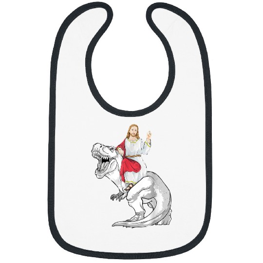 Dinosaur Pet Jesus Riding Dinosaur T rexs Jesus Christian 31 Bibs