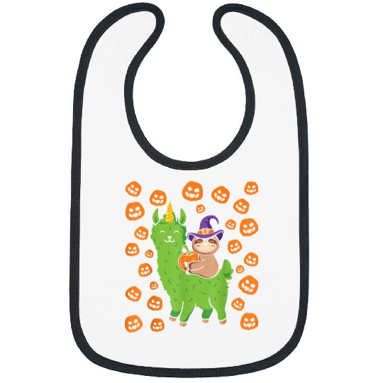 Sloth Pet Gift Wizard Riding Llama Pumpkins Funny Halloween Costume Bibs