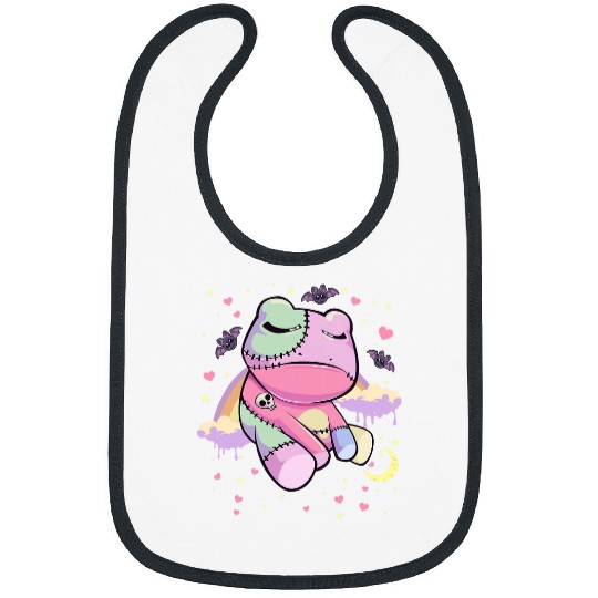 Frog Pet Pastel Goth Kawaii Sad Frog Voodoo Doll With Rainbow Women Bibs