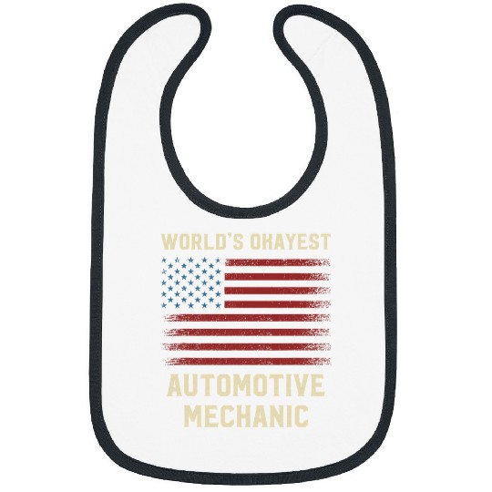 Worlds Okayest Automotive Mechanic American Flag Bibs