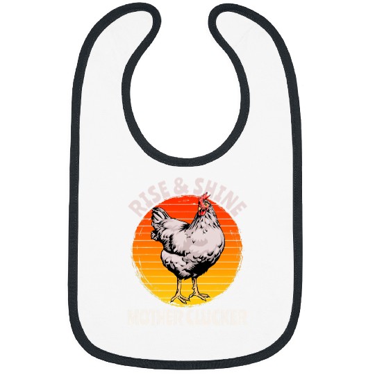 Chicken Pet Rise Shine Mother Clucker Retro Sunrise Bibs