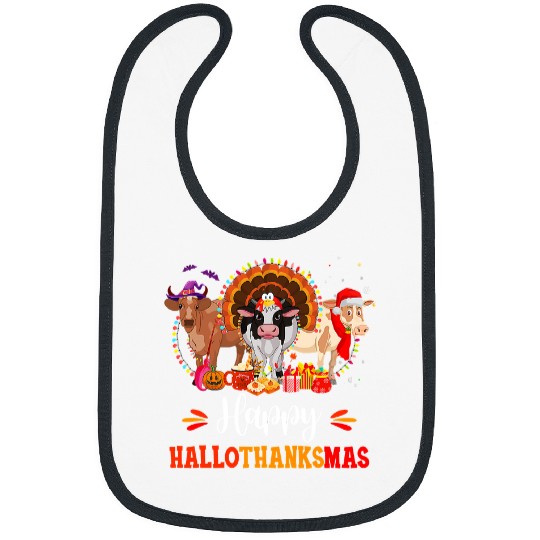 Cow Pet Happy Hallothanksmas Cow Turkey Halloween Thanksgiving 34 Bibs