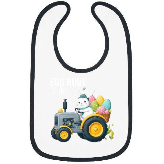 Tractor Fun Funny Egg Hunt Is On Quote Easter Day Bunny Driving Bibs