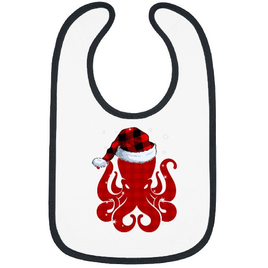 Octopus Pet Christmas Red Plaid Merry xmass Pajama Family Buffalo Bibs