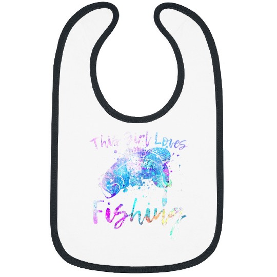Fishing Fun THIS GIRL LOVES FISHING Funny Female Fisherman Bass Fish Art Bibs