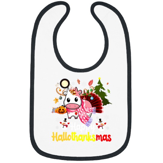 Cow Pet Happy Hallothanksmas Strawberry Cow Thanksgiving Christmas 324 Bibs