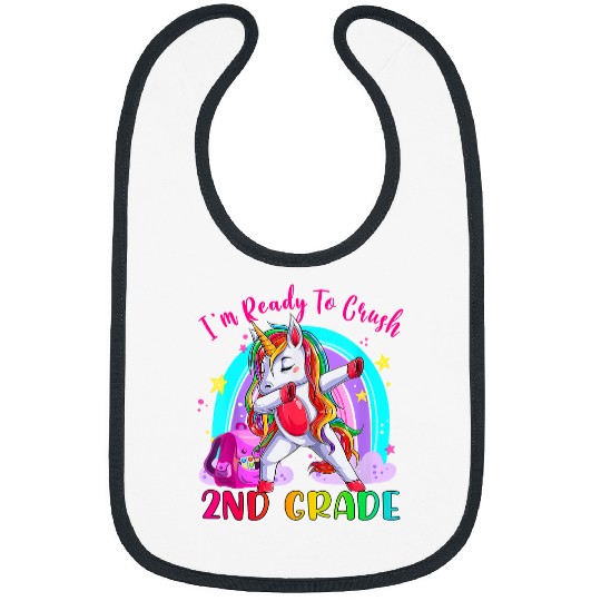 Unicorn Pet Im Ready To Crush 2nd Grade Unicorn Rainbow Back To School Bibs