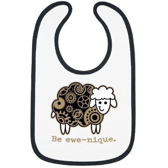 Sheep Pet Be EweNique Steam Punk Gear Industrial Black and Gold Bibs