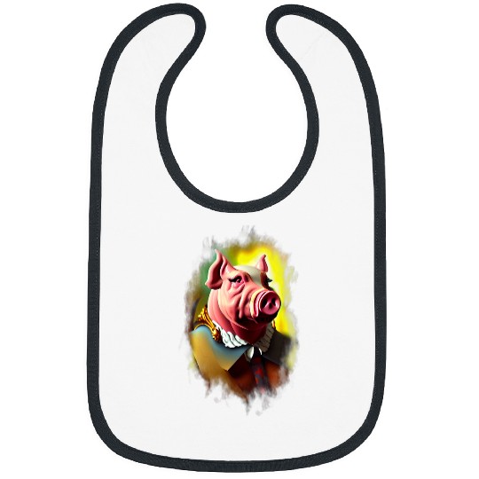 Pig Pet Funny elegant Pig Animal Face Funny Idea Bibs