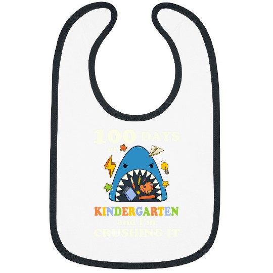 Shark Pet 100 Days of Kindergarten Shark Crushing It Boys Bibs