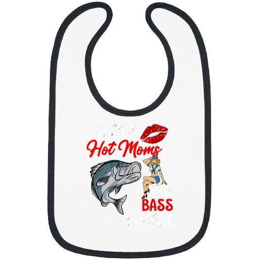 Fishing Fun Mens I Love Hot Moms Funny Fishing Striped Bass for Men Bibs